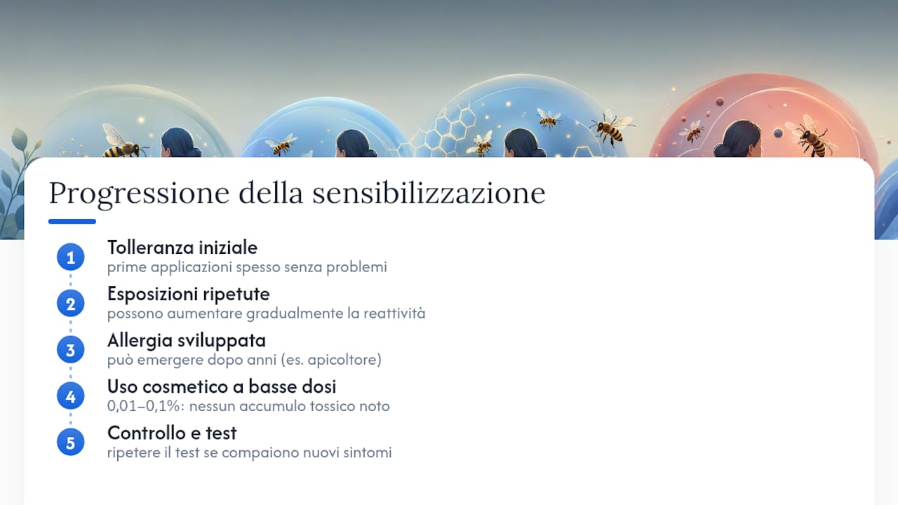 Schema della sensibilizzazione immunitaria cumulativa al veleno d'ape