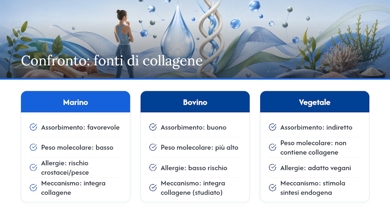 Diagramma comparativo dei vari tipi di collagene