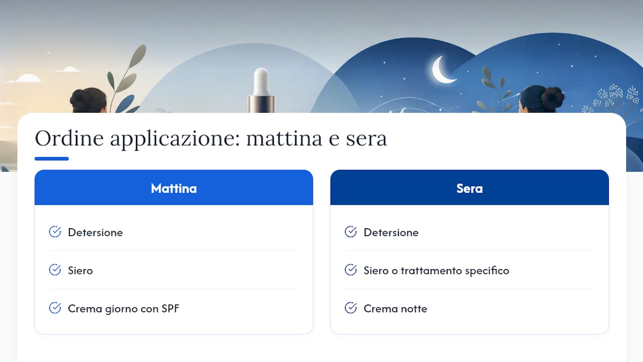 Sequenza di applicazione per mattina e sera