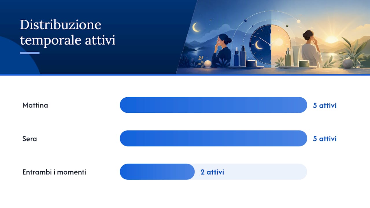 Schema degli ingredienti attivi per la skincare di giorno e di sera